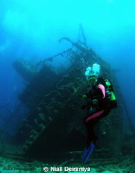 Wide angle shot of Giannis D Wreck with a model hovering ... by Niall Deiraniya 